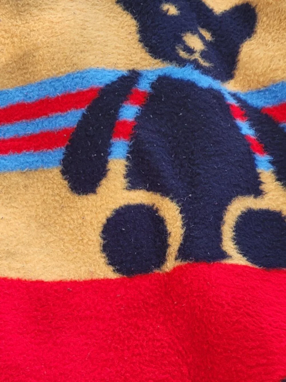 Crown Crafts Fleece Teddy Bear Blanket by Dinarsu VTG 1986 Reversible 60